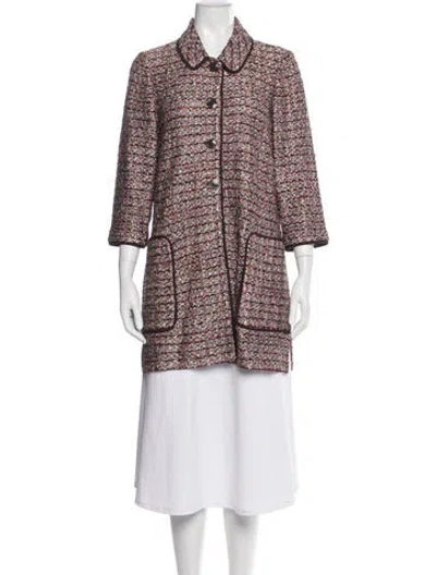 Pre-owned St John Tweed Pattern Peacoat In Pink