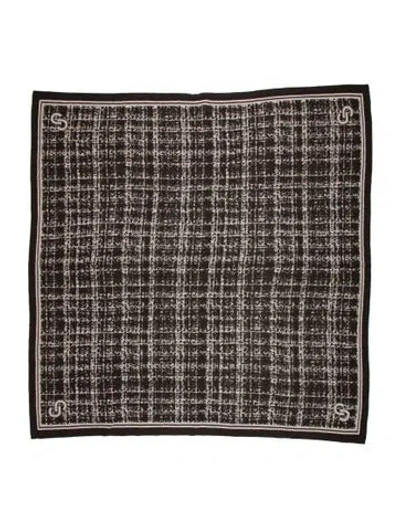 Pre-owned St John Tweed Pattern Scarf In Green