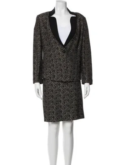 Pre-owned St John Tweed Pattern Skirt Set In Black