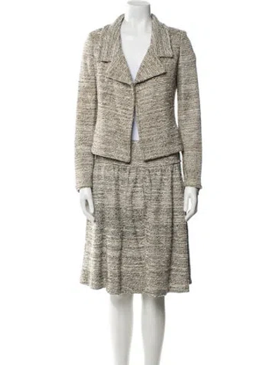 Pre-owned St John Tweed Pattern Skirt Set In Neutral