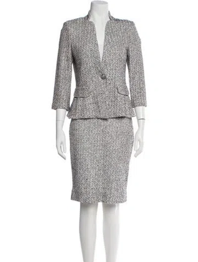 Pre-owned St John Tweed Pattern Skirt Set In Purple