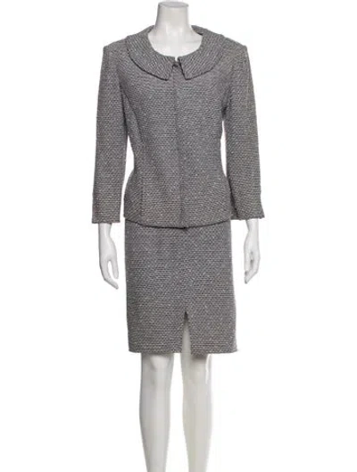 Pre-owned St John Tweed Pattern Skirt Suit In Neutral