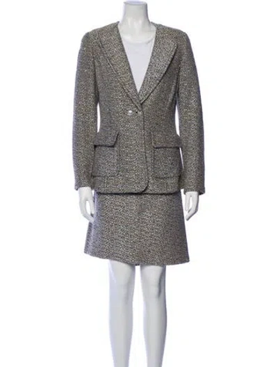 Pre-owned St John Tweed Pattern Skirt Suit In Neutral
