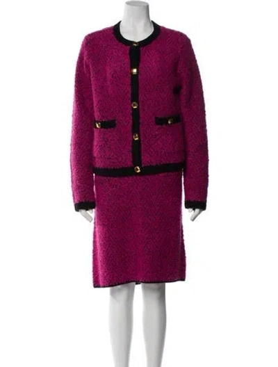Pre-owned St John Tweed Pattern Skirt Suit In Pink