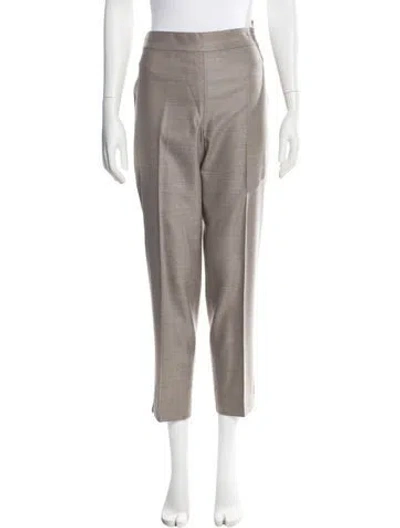 Pre-owned St John Tweed Pattern Straight Leg Pants In Brown