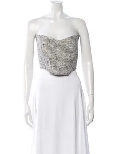 Pre-owned St John Tweed Pattern Strapless Top In Gray