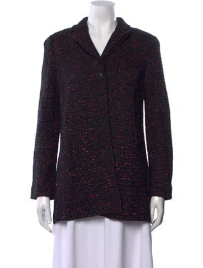 Pre-owned St John Tweed Pattern Sweater In Black