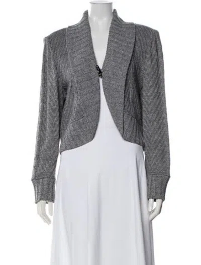 Pre-owned St John Tweed Pattern Sweater In Gray