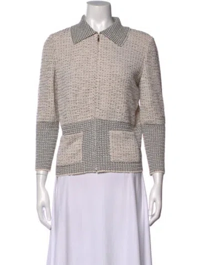 Pre-owned St John Tweed Pattern Sweater In Multicolor