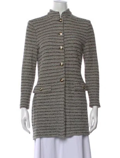 Pre-owned St John Tweed Pattern Sweater In Neutral