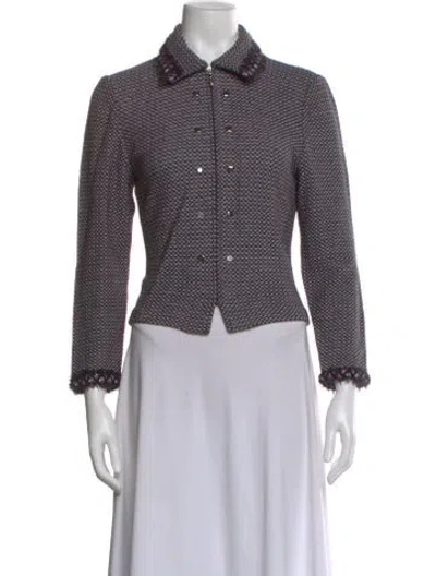 Pre-owned St John Tweed Pattern Sweater In Purple