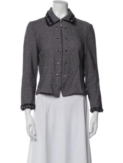 Pre-owned St John Tweed Pattern Sweater In Purple