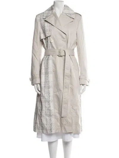 Pre-owned St John Tweed Pattern Trench Coat In Neutrals