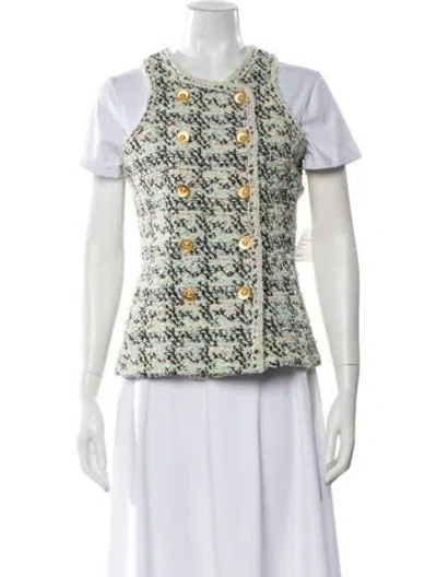 Pre-owned St John Tweed Pattern Vest In Multi