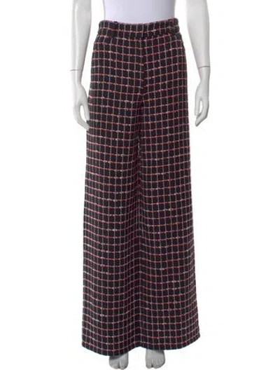 Pre-owned St John Tweed Pattern Wide Leg Pants In Multi