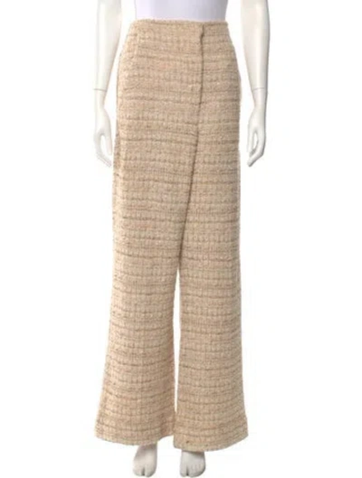 Pre-owned St John Tweed Pattern Wide Leg Pants In Neutral