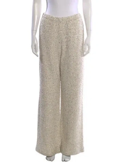 Pre-owned St John Tweed Pattern Wide Leg Pants In Neutral