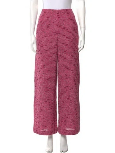Pre-owned St John Tweed Pattern Wide Leg Pants In Pink