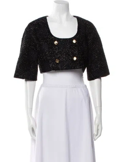 Pre-owned St John Tweed Printed Bolero In Black