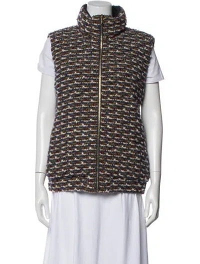 Pre-owned St John Tweed Printed Vest In Blue