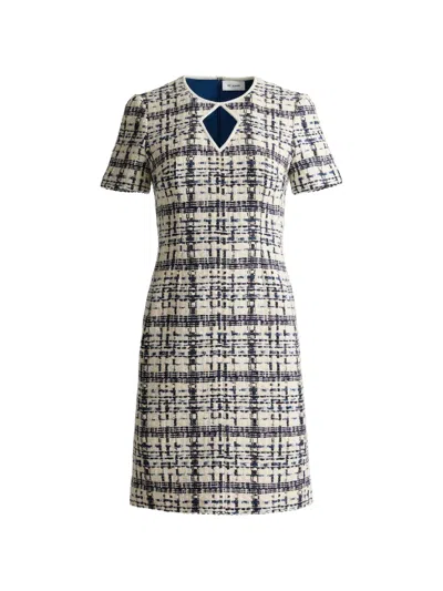St John Tweed Short Sleeve Mini Dress In Gray