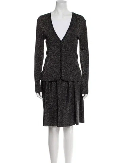 Pre-owned St John Tweed Skirt Set In Black