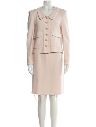 Pre-owned St John Tweed Skirt Set In Pink