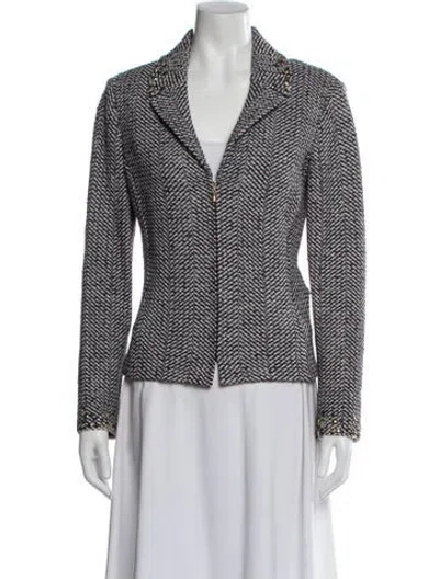Pre-owned St John Tweed Tweed Pattern Blazer In Blue