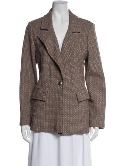 Pre-owned St John Tweed Tweed Pattern Blazer In Gray