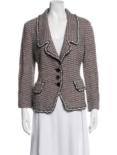 Pre-owned St John Tweed Tweed Pattern Blazer In Multicolor