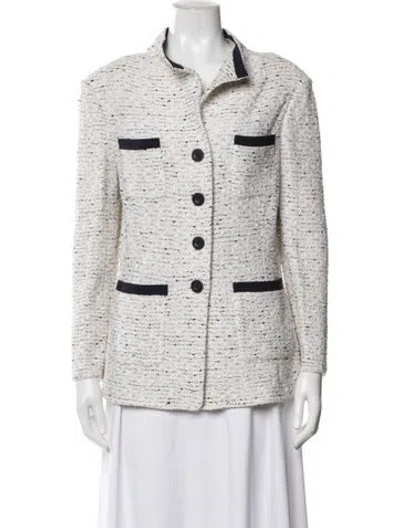 Pre-owned St John Tweed Tweed Pattern Blazer In Neutrals
