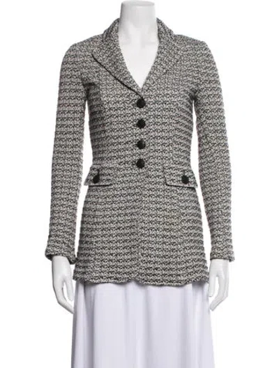 Pre-owned St John Tweed Tweed Pattern Blazer In Neutrals