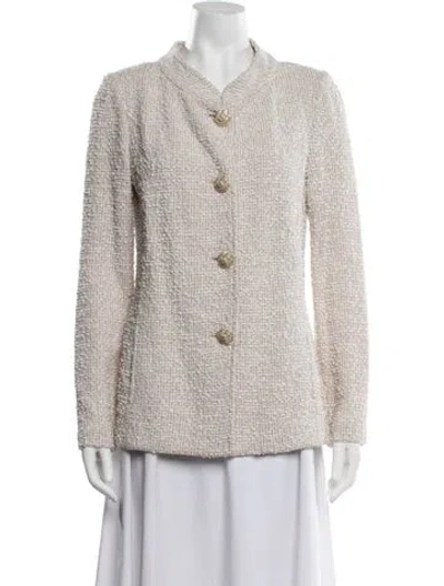 Pre-owned St John Tweed Tweed Pattern Blazer In Neutrals