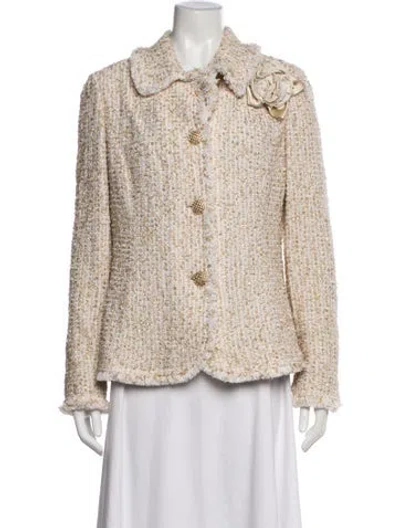 Pre-owned St John Tweed Tweed Pattern Blazer In Neutrals