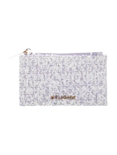 Pre-owned St John Tweed Tweed Pattern Card Holder In Purple