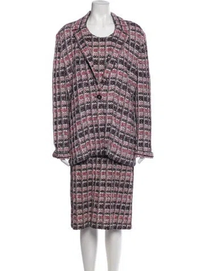 Pre-owned St John Tweed Tweed Pattern Dress Set In Multi