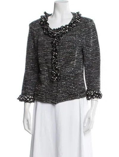 Pre-owned St John Tweed Tweed Pattern Evening Jacket In Black