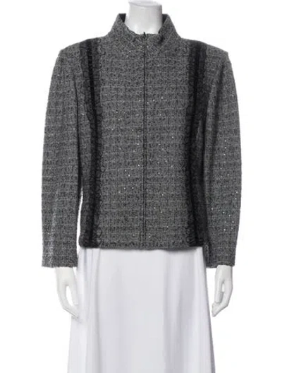 Pre-owned St John Tweed Tweed Pattern Evening Jacket In Grey
