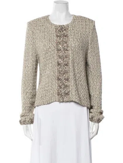 Pre-owned St John Tweed Tweed Pattern Evening Jacket In Metallic/neutrals