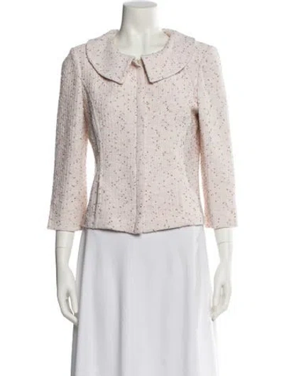 Pre-owned St John Tweed Tweed Pattern Evening Jacket In Pink