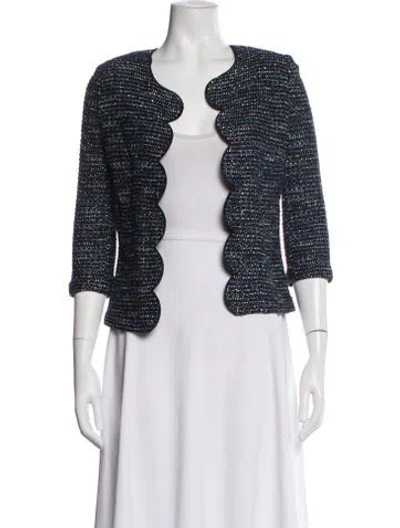 Pre-owned St John Tweed Tweed Pattern Jacket In Black