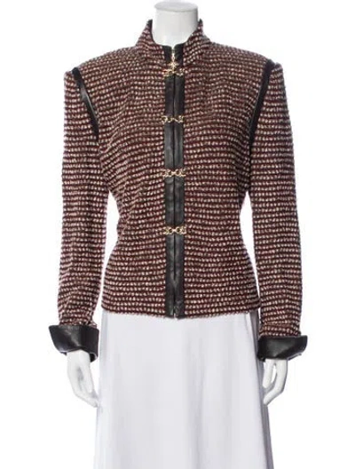 Pre-owned St John Tweed Tweed Pattern Jacket In Brown