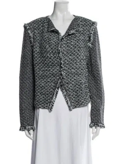 Pre-owned St John Tweed Tweed Pattern Jacket In Gray