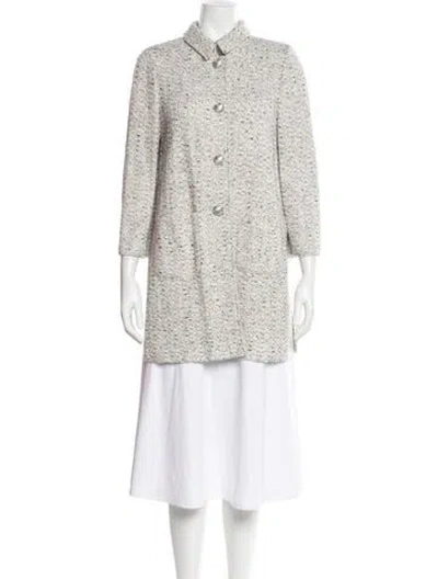 Pre-owned St John Tweed Tweed Pattern Jacket In Silver