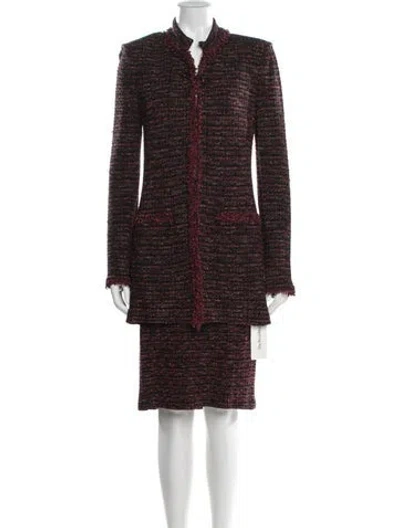 Pre-owned St John Tweed Tweed Pattern Skirt Set In Red