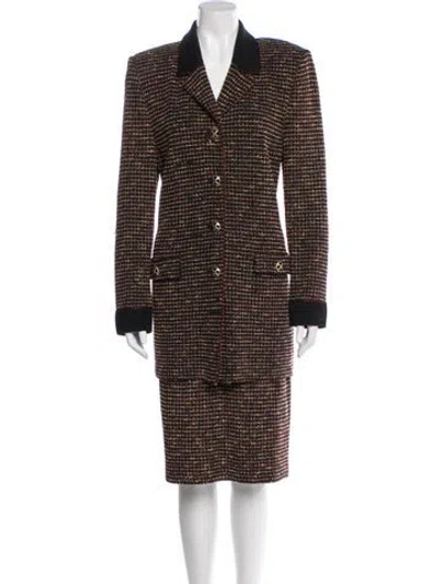 Pre-owned St John Tweed Tweed Pattern Skirt Suit In Multi