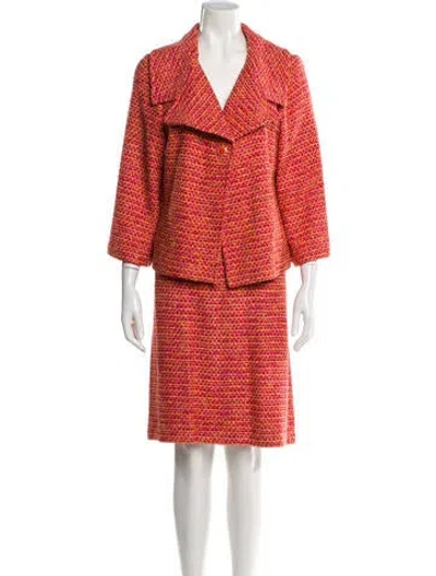 Pre-owned St John Tweed Tweed Pattern Skirt Suit In Neutral