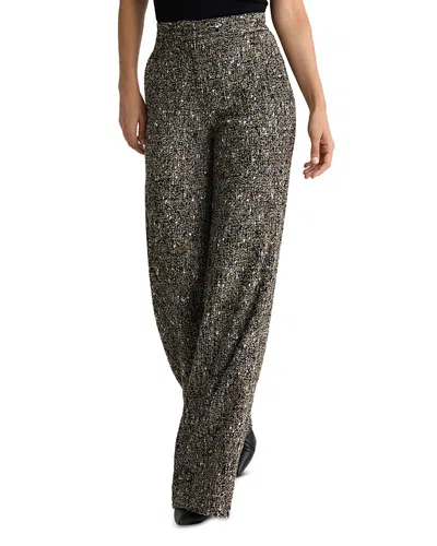 St John Tweed Wide Leg Pants In Gray