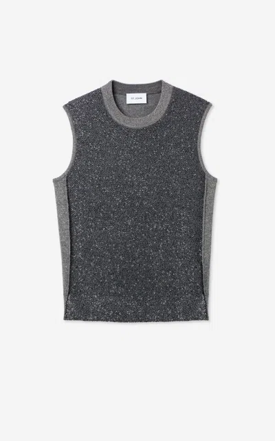 St John Sequin Front Knit Top In Ltgm