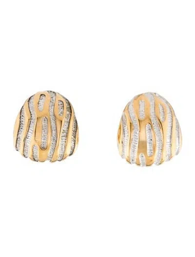 Pre-owned St John Two-tone Clip-on Earrings In Multi